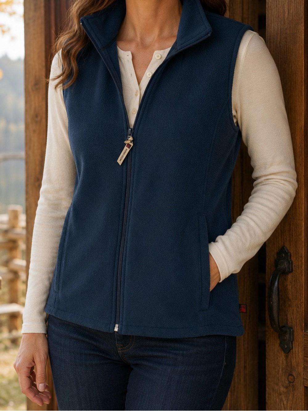 Woolrich Women's Navy Blue Fleece Zip-Front Vest Size Small